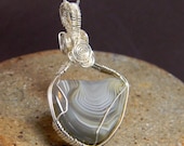 Hand Made Botswana Agate Wire Wrapped Pendant - Gift - Birthstone - Anniversary - Under 100 Dollars - Gemstone
