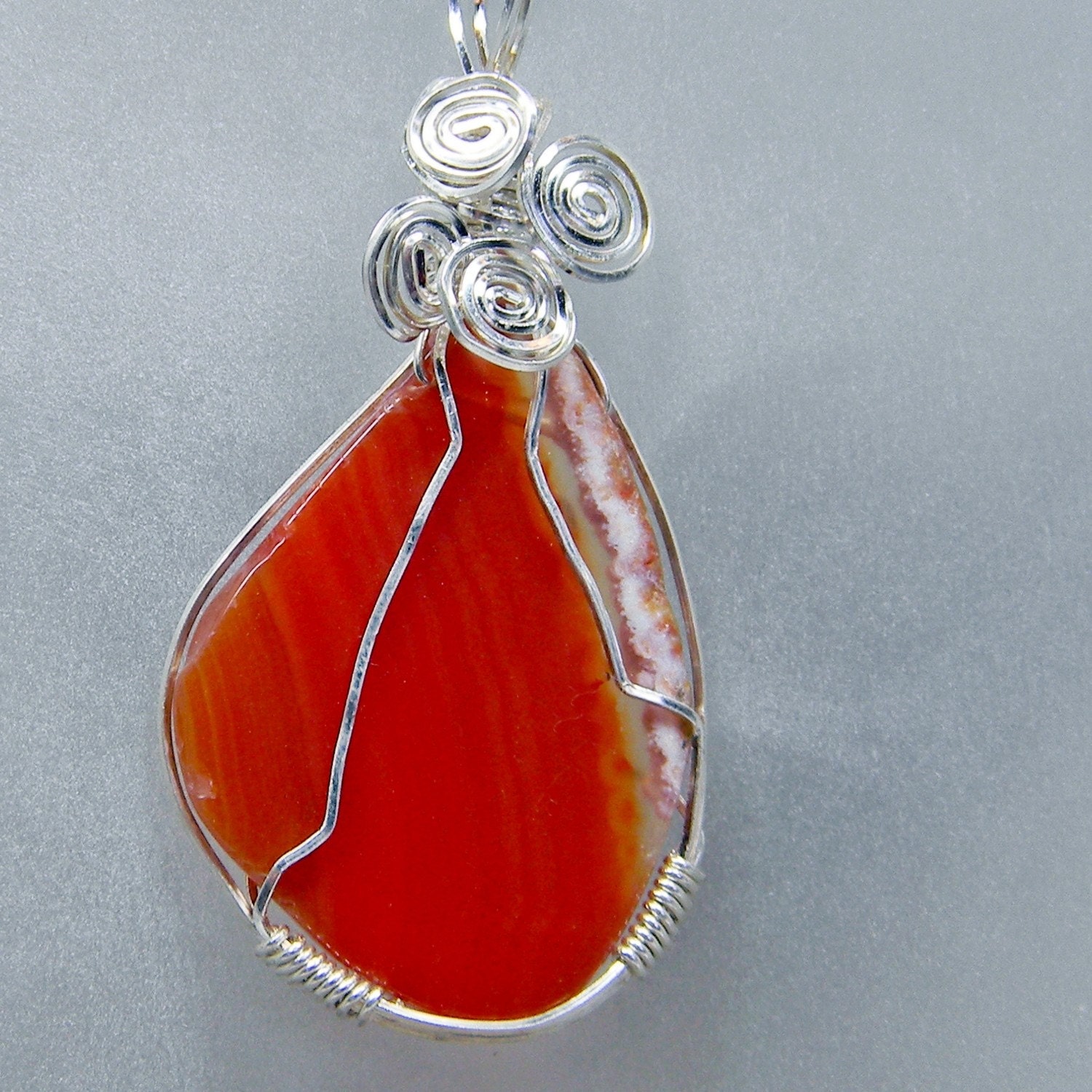 Wire Wrapped Agate Slice Handcrafted Pendant Necklace - Gemstone - Anniversary - Birthstone - Gift - Under  50 Dollars