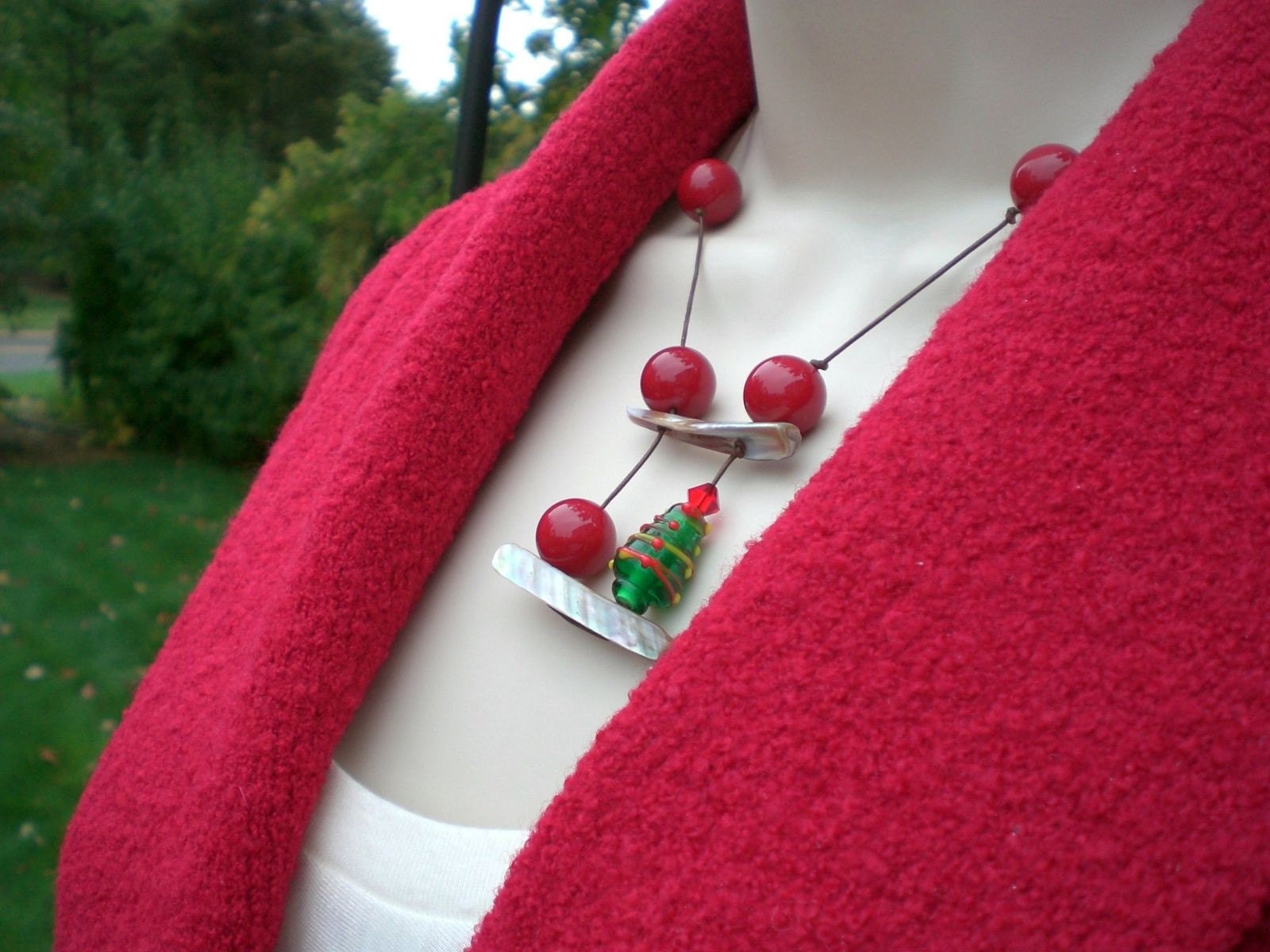Christmas Tree Necklace Handmade