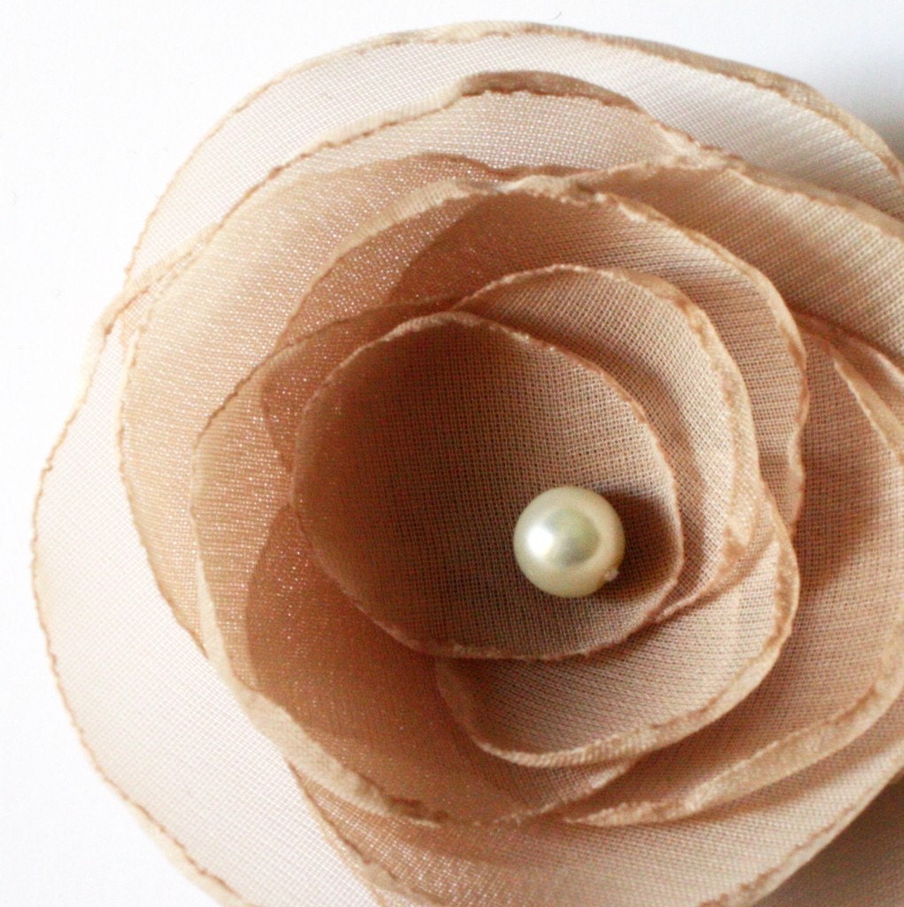 Toast - Chiffon Flower Hair Clip or Brooch - In Stock