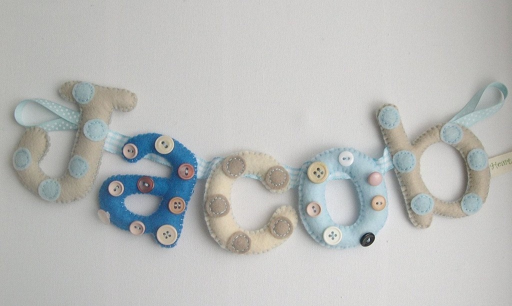 Personalized Boys Name garland banner padded lowercase Dots and Buttons