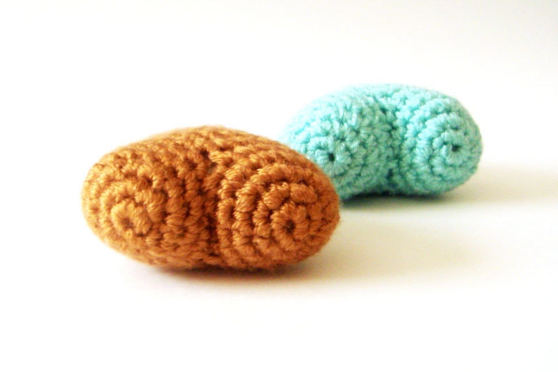 SALE Crocheted  hearts mint and nougat (set of 2)