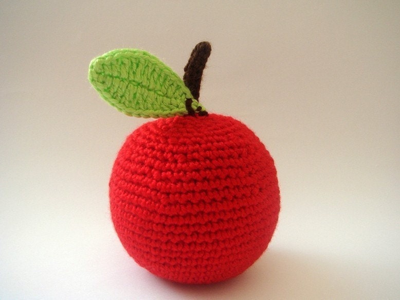 Amigurumi crocheted Apple back to school