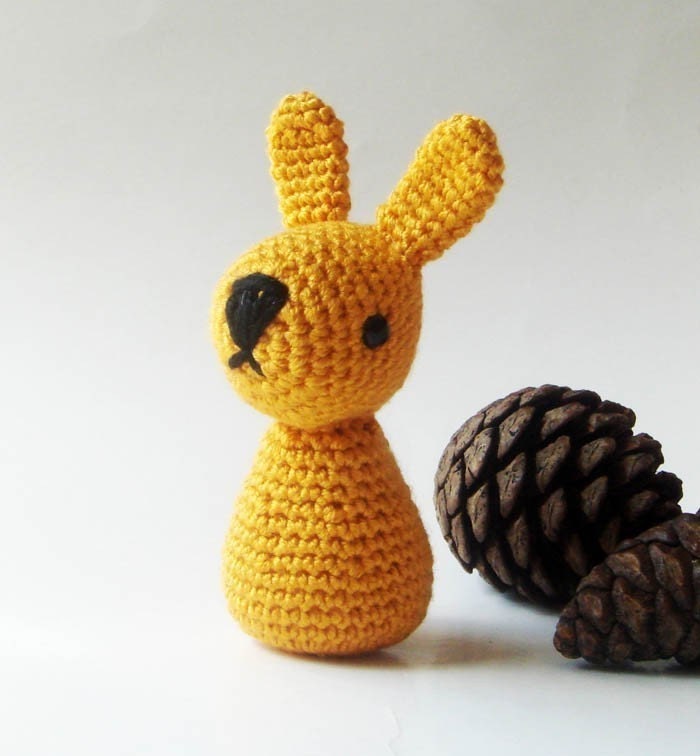 Crocheted Bunny Rattle Christmas Hostess Gift. Stocking Stuffer