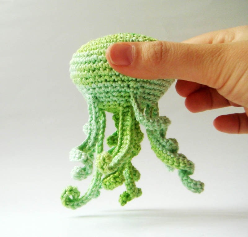 spring green amigurumi jellyfish