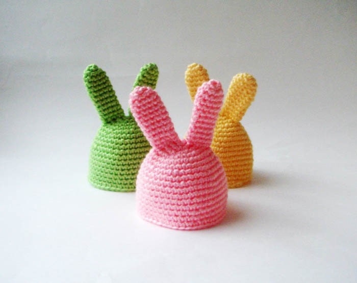 Easter Bunny Egg Hats set of 3 - Egg Warmer - Egg Cozy