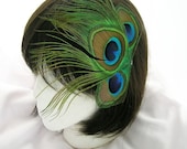 WHOLESALE Peacock feather fascinator (6 Pieces)  Lana design fan style Choose headband, hair clip, or comb