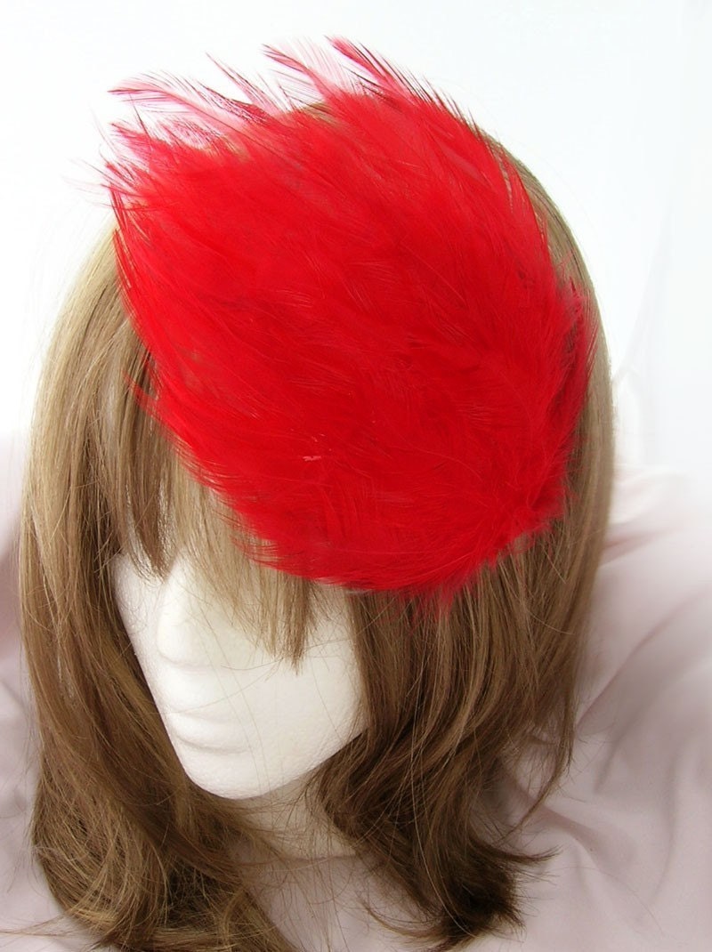 Passion Red feather fascinators  (Wholesale 6 piece Lot) CHOOSE headband, hair clip, comb
