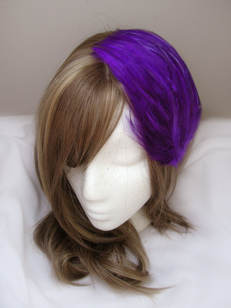 Wholesale feather fascinator - Royal Purple feather fascinators - CHOOSE headband, hair clip, comb (6 Pieces)