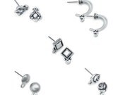 5 Pair Silver Earring Posts Fancy Antique Silver Posted Earring Findings Stud Earring Posts TierraCast Assortment Mix