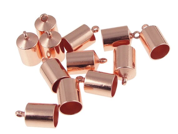 Kumihimo End Caps 12 Copper Plated 6mm Cord End by LythaStudios