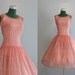 Vintage Dress / 1950s Sheer Red Party Dress / 50s Dress