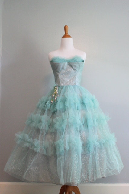 Reserved...50s Prom Dress / 50s Strapless Shelf Bust Party Dress / Vintage Dress / 1950s Dress