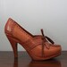 Reserved...Vintage Shoes / 1970s Wooden Platform Brogues / 70s Wooden Heels