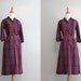 Reserved...Vintage 50s Dress / 1950s Purple Plaid Day Dress / 50s Fitted Dress