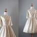 60s Party Dress / 50s 60s White Lace Dress / Vintage 60s Metallic Lace Dress