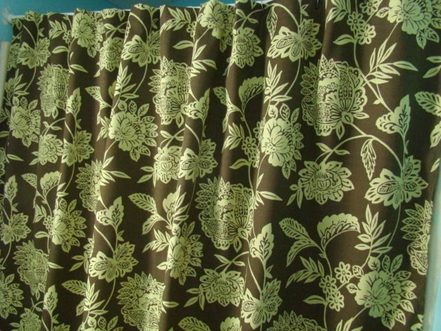 Brown and green Fabric Shower Curtain by mustlovehomedecor