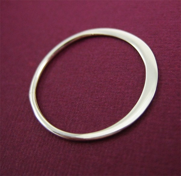 5 pcs - Sterling Silver Flattened Ring - medium