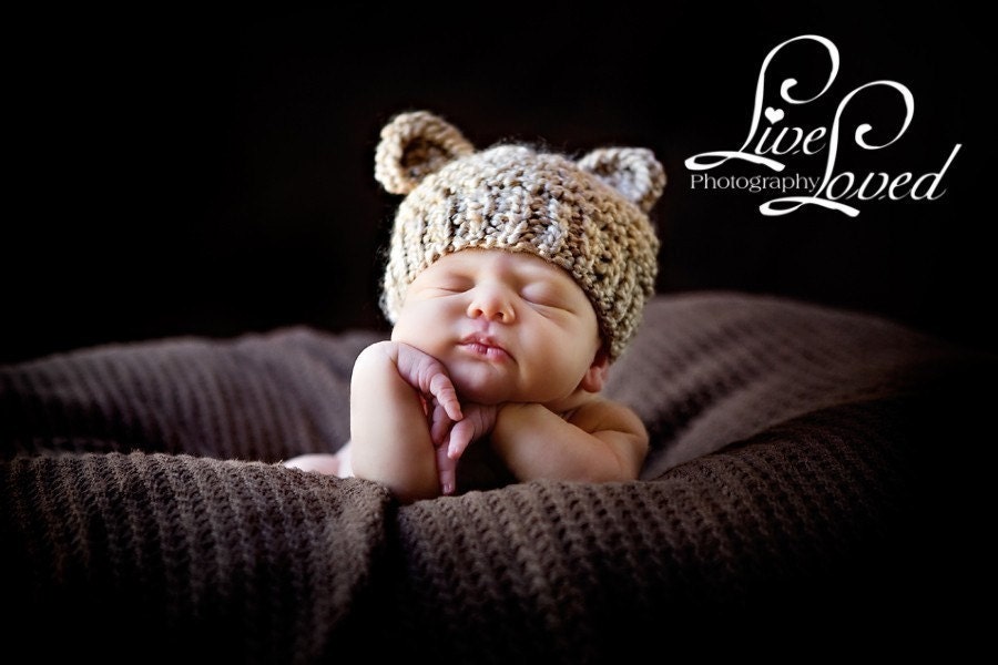 Newborn Knitted Baby Hat Bear Hat Photo Prop