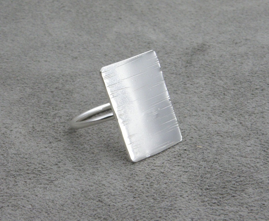 Sterling Silver Rectangle Shield Ring