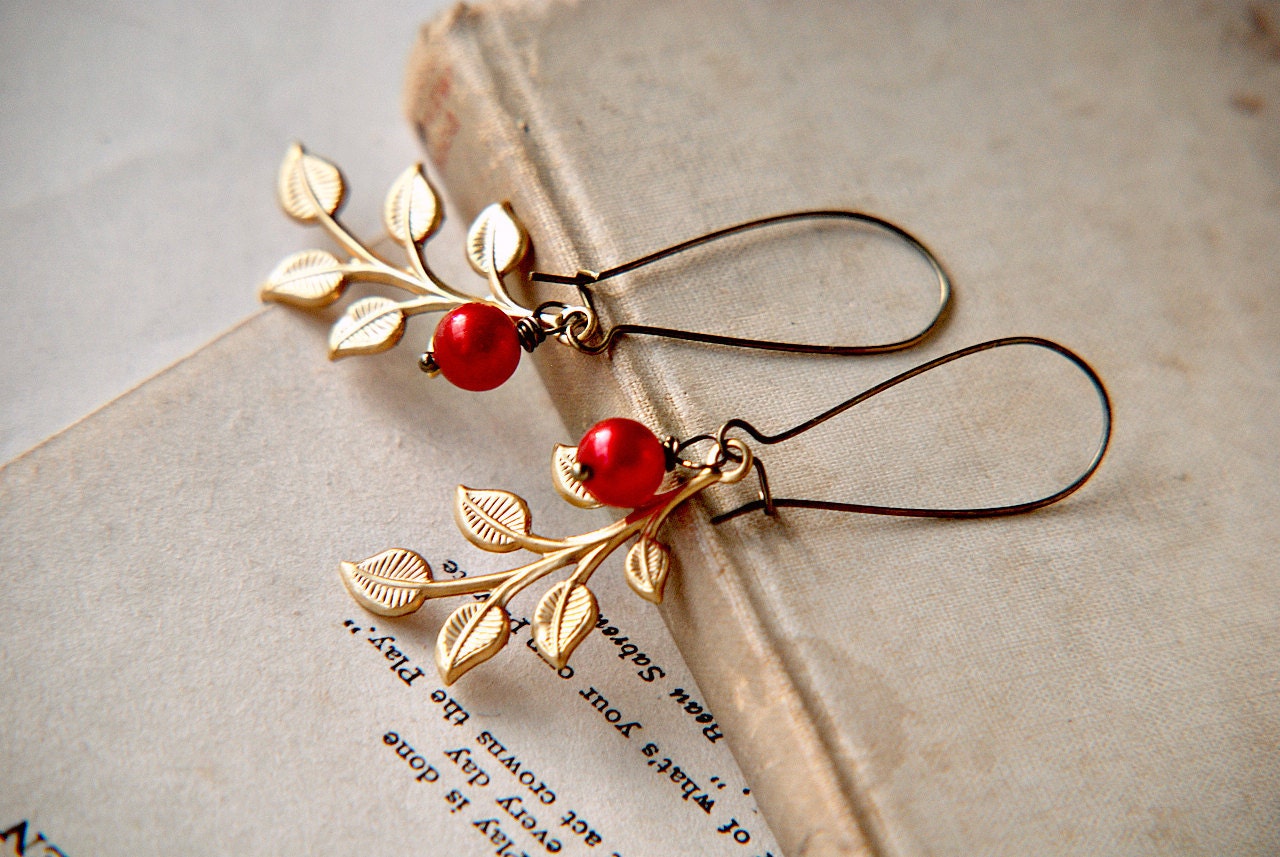 Holly. winter vintage earrings.
