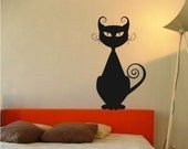 Cat Wall Decal Curly Q - Vinyl Wall Stickers Art Graphics