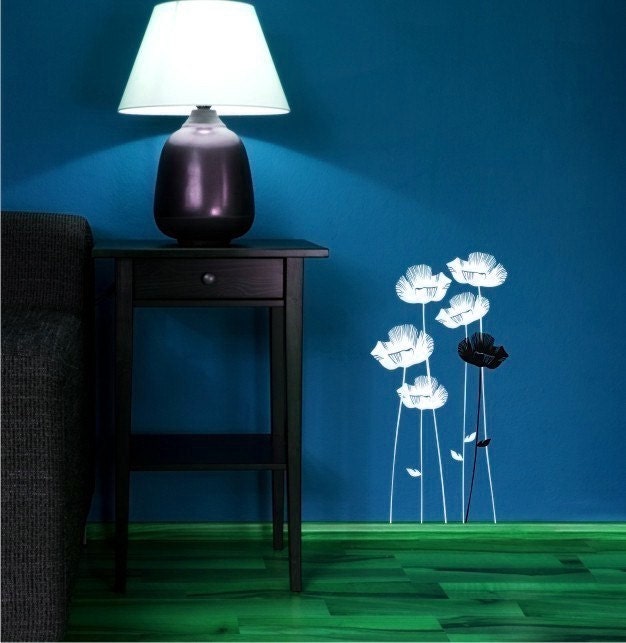 Wall Decals Poppies Field - Vinyl Wall Stickers Art Graphics