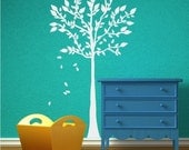 Tree Wall Decal with Falling Leaves - Vinyl Sticker Art Wall Decals