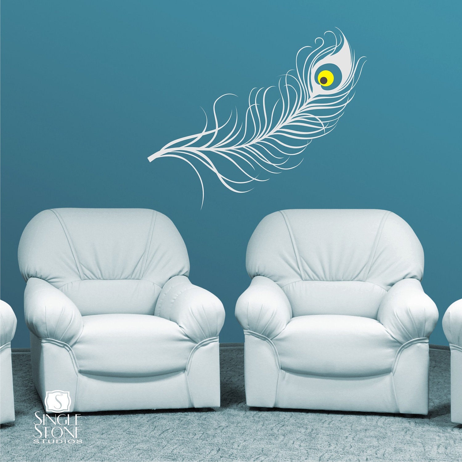 Peacock Feather Wall Decal - Vinyl Art Stickers