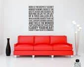 Wall Decal Quote Text ee cummings I Carry Your Heart - Vinyl Subway Art