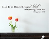 Wall Decal Quote I Can Do All Things  - Vinyl Wall Stickers Art Scripture Bible Verse