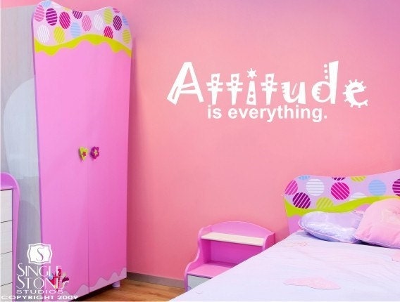 Wall Decal Quote Attitude Is Everything - Vinyl Wall Words Text Stickers Art Graphics