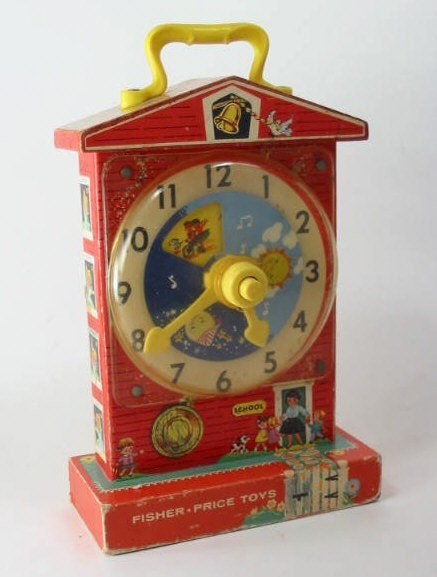 Vintage Fischer Price Music Teaching Clock Toy