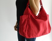 5th Anniversary 15% SALE - Renee in Red // Tote / shoulder bag / Diaper bag / Handbag / Purse / Gift for her / women