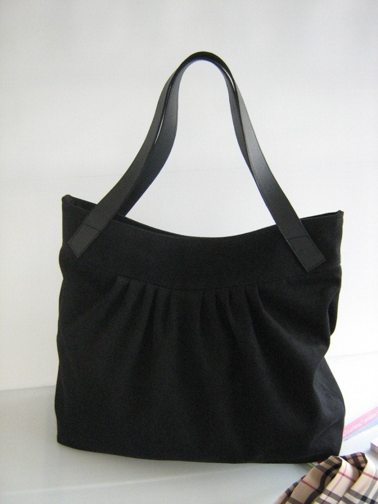Fall collection-Belle tote in black cotton twill