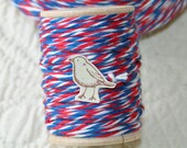 10 ply Bakers Twine, Red, White, Blue Patriotic Bakers Twine Cording, 20 Yards on Wood Spool