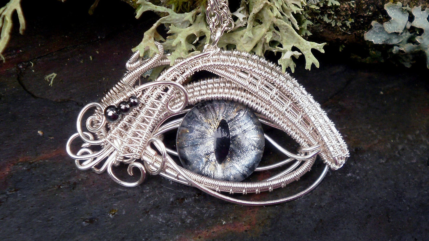 SOLD Gothic Steampunk Itty Bitty Evil Eye in Silver Creepyness With Glass Eye