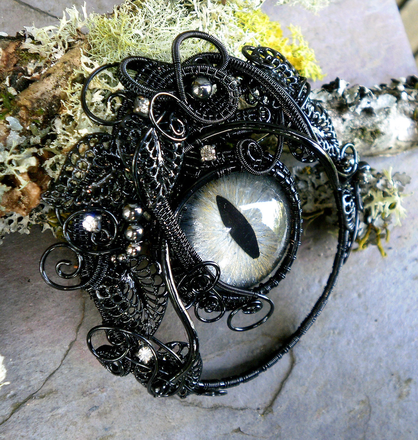 SOLD Gothic Steampunk Evil Eye Pin Brooch