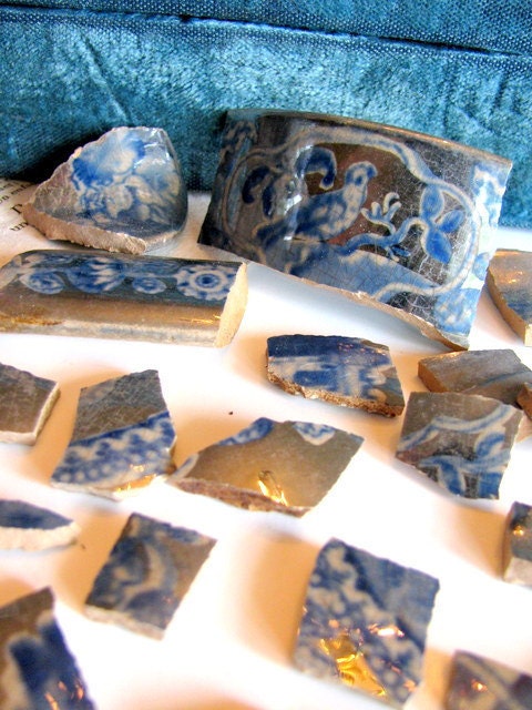 Vintage Victorian Lusterware Mosaic Tiles Group 4