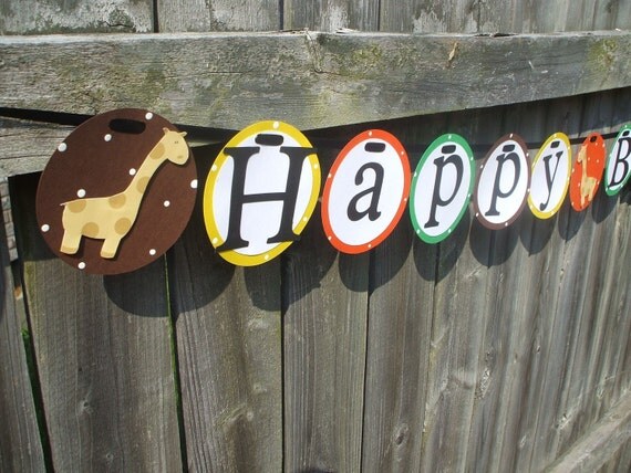 Giraffe Birthday Banner or baby shower banner Il_570xn