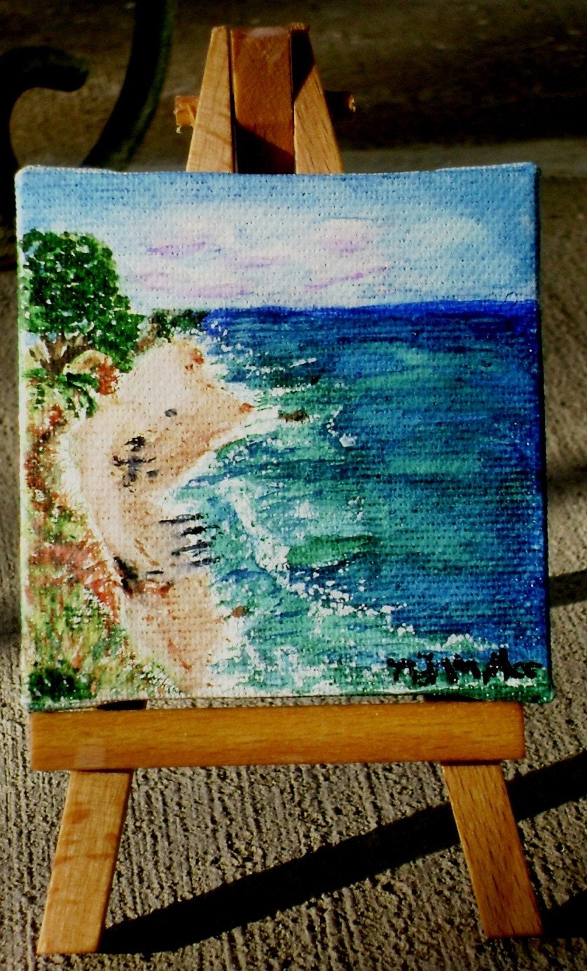 Day at the Beach Watercolor Miniature Painting