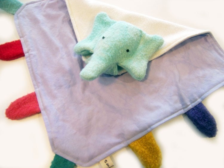Eco Organic Blanket Baby Lovie Elephant Taggie