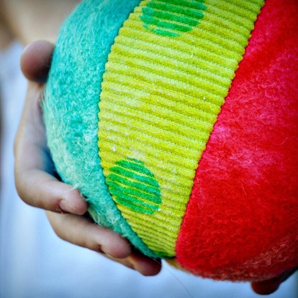 Organic Rainbow Fabric Ball Montessori Toddler Baby Toy Brights