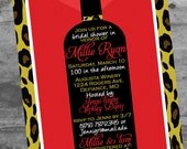 Leopard Wine Love Bridal Shower Bachelorette Party Invitation - Customizable and PRINTABLE