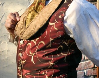Golden Brown and Burgundy Paisley Ascot