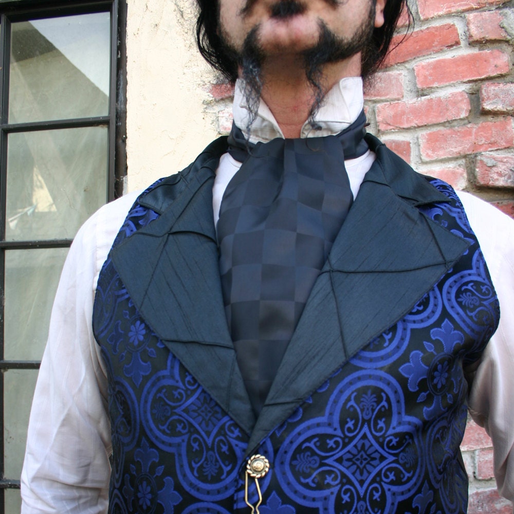 Black on Black Square Satin Steampunk Ascot
