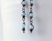 Earrings 'Mermaid Drops' Aventurine and Gunmetal Coated Wire -FREE SHIPPING in US and Canada