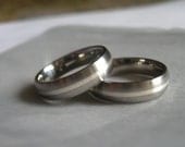 Titanium Silver Sterling Inlay Stripe Ring SET