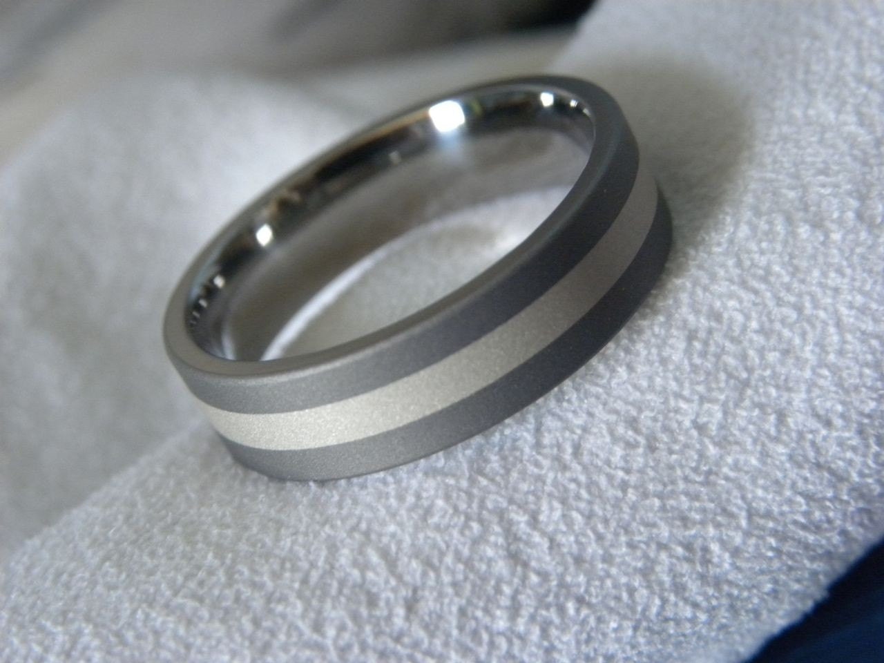 Titanium Silver Ring Handsome Sandblasted Finish