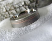 Titanium Ring with Two Narrow Offset Pinstriped Gold Inlays